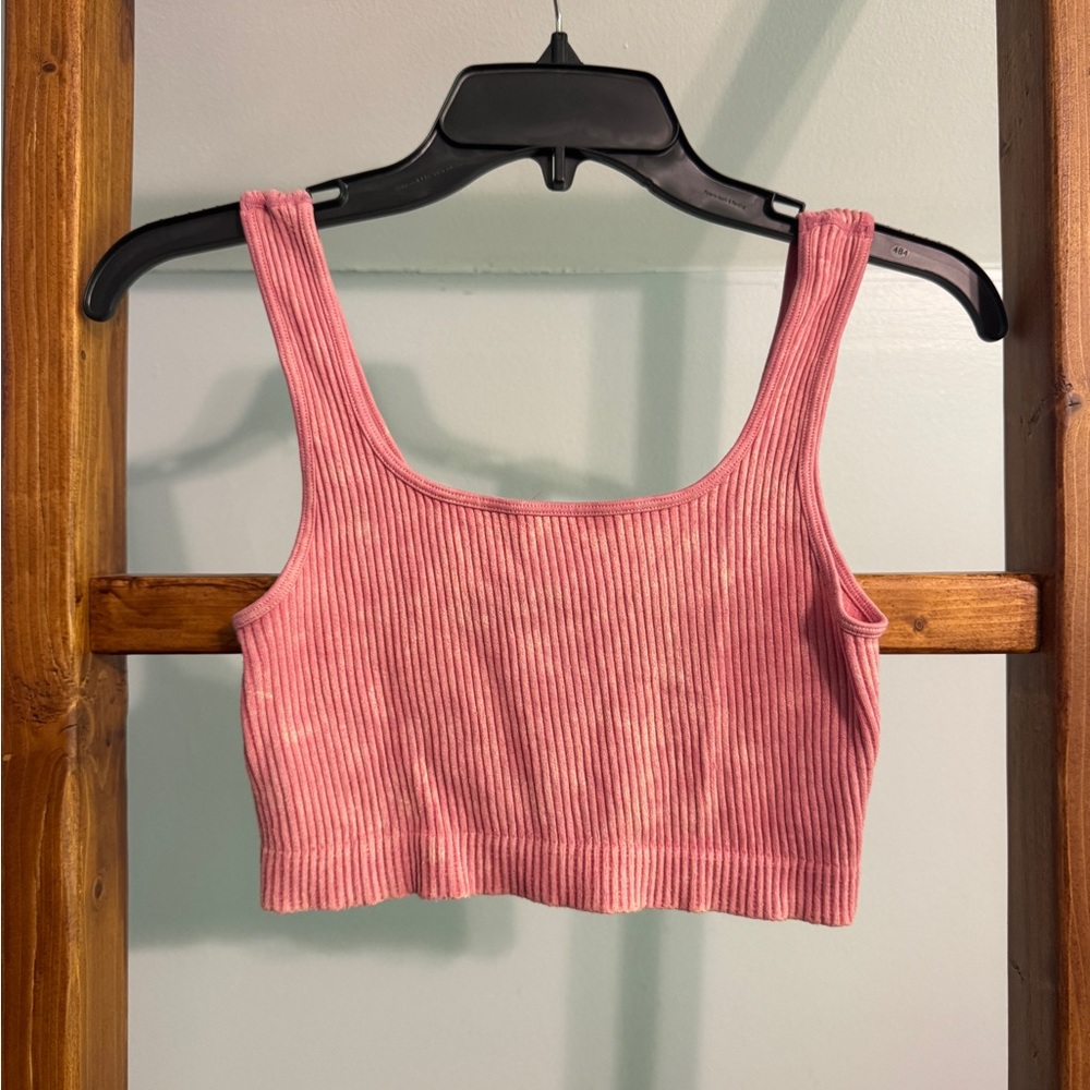 Pink Ribbed Women's Crop Top
